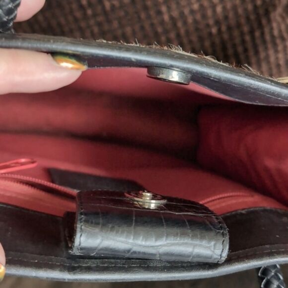 Vintage Brighten Hair on Hide Zebra and Croc Print with Silver Grommets Tote Bag - Picture 6 of 13